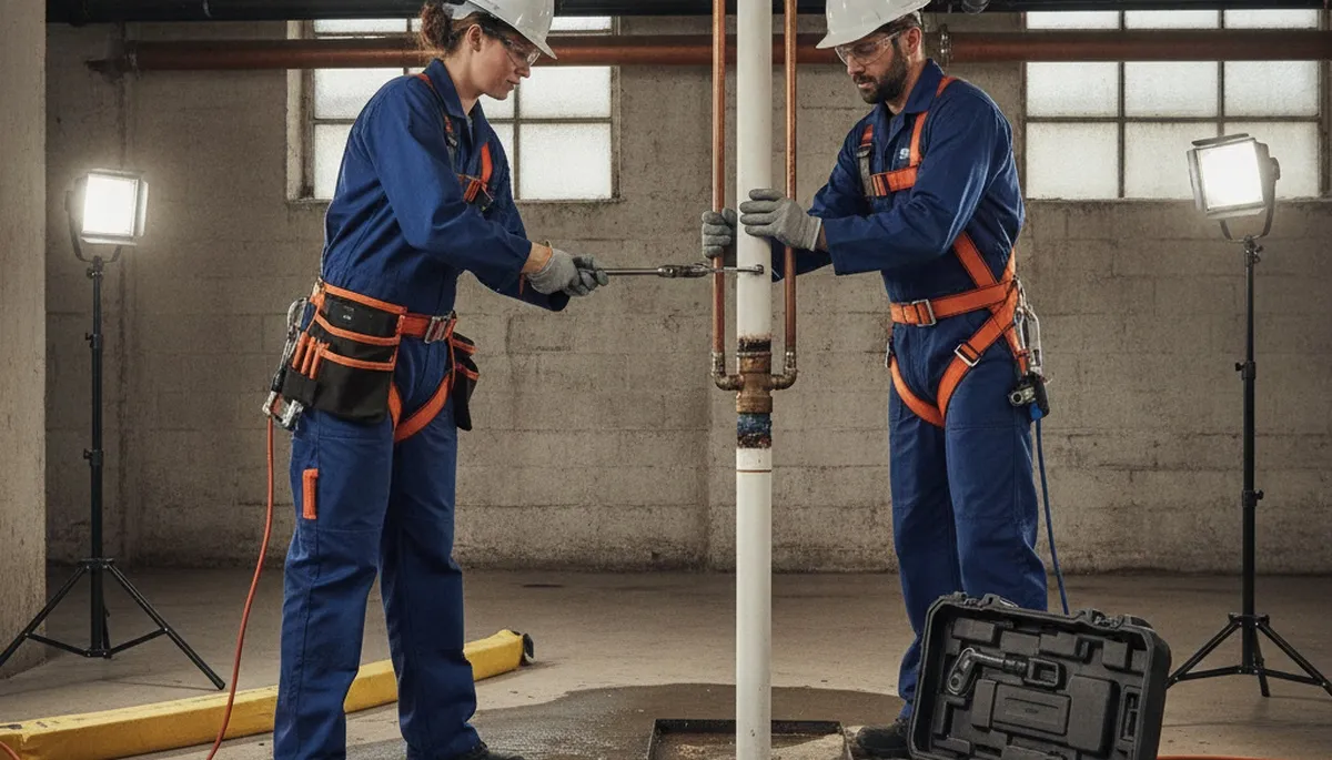Emergency plumber repairing a leak in Long Beach, CA for fast residential service