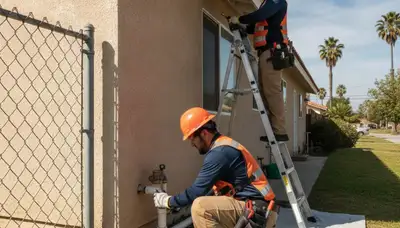 Plumber repairing a leak in Long Beach, CA for residential plumbing repair service