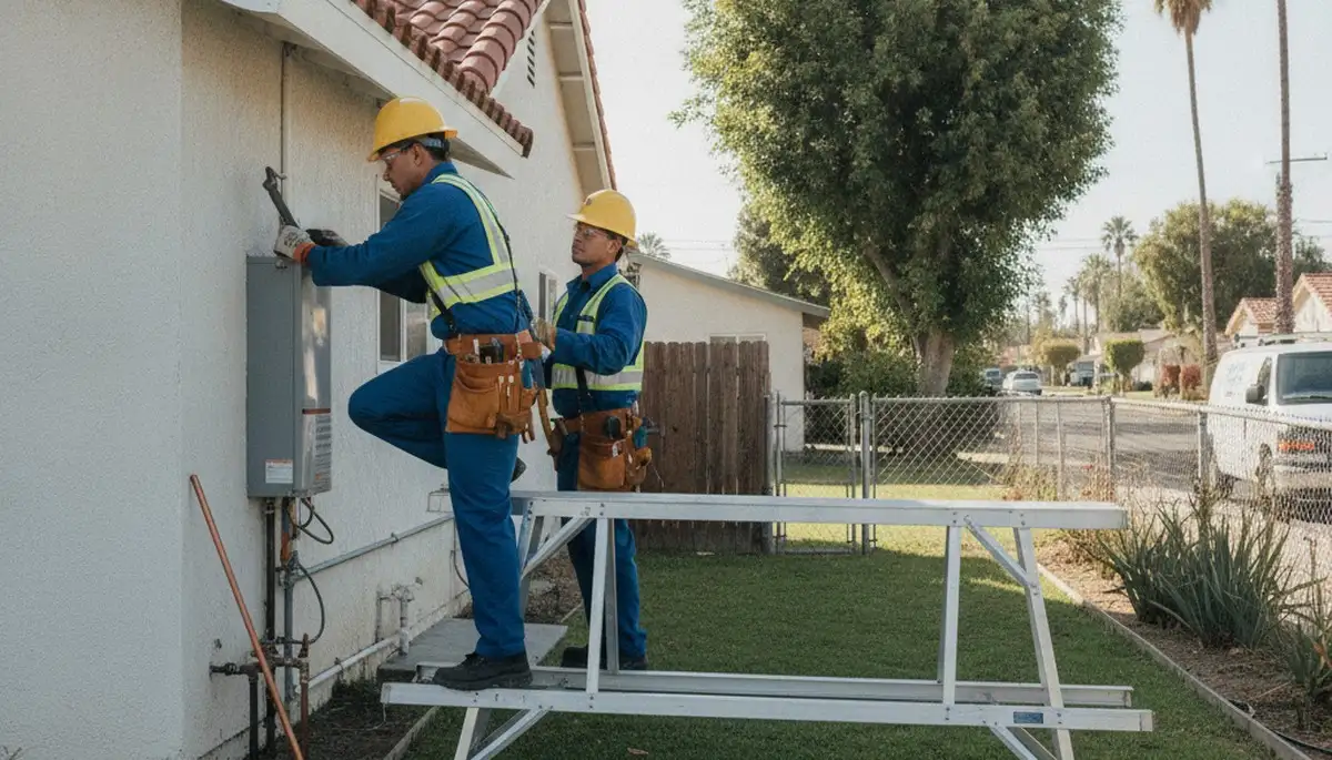 Plumber repairing a pipe in Long Beach, CA for plumbing repair service