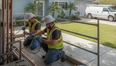 Plumber repairing a pipe in Long Beach, CA for plumbing repair services