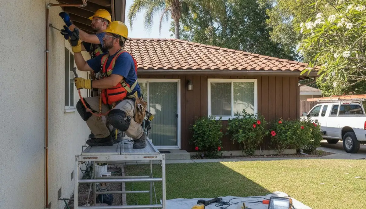 Plumber repairing a pipe in Long Beach, CA for residential plumbing service