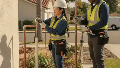 Plumber repairing a pipe in Long Beach, CA for plumbing repair service