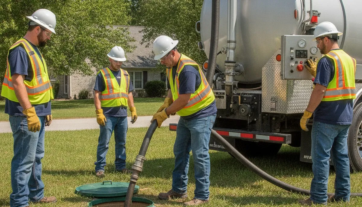 Septic pumping service truck for Long Beach, CA homes and plumbing repairs