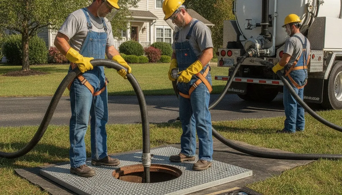 Septic pumping service truck for Long Beach, CA homes by On Call Plumbers