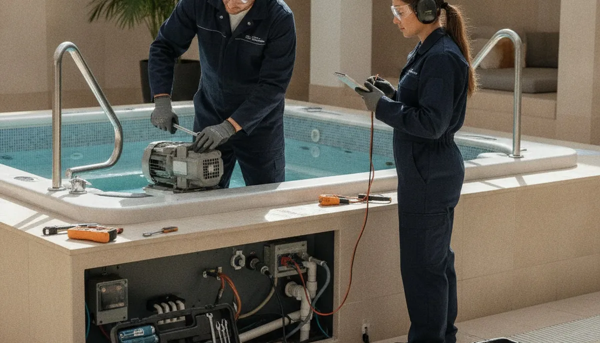 Spa repair service for Long Beach, CA homes with on-call plumbers inspecting jets and heating system
